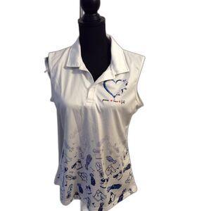 Peace Love Golf Sleeveless Shirt Polo Womens Medium M